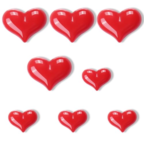 Imanes decorativos pequeños en forma de corazón rojo, pack de 8 miniatura 1