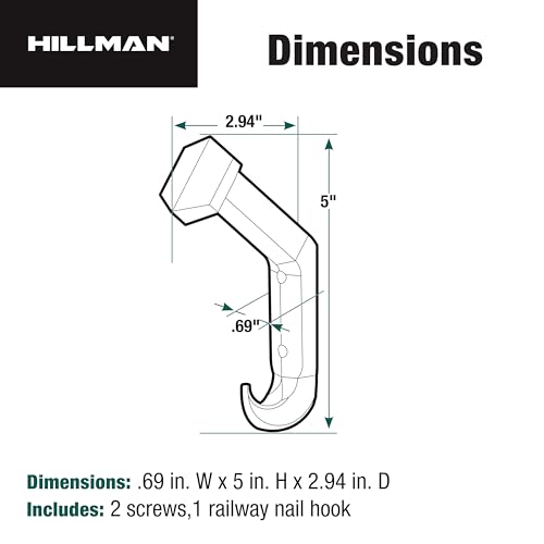Hillman Railway Nail Hook, 1 Count, Black by Hillman - Used condition - Image 2
