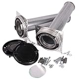 je 2 St.: Pellet Rohrstutzen 500 mm (DN 100), Druckkupplungen, Belüftungsdeckel, Alu-Wandflanschplatte, Blindscheiben