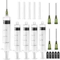 5 Stück Spritze Luer Lock 20ML, Kunststoff Spritze, Plastikspritze Set mit 14G Blunt Dispensing Nadel und Kappe, Kunststoffspritze mit Messung, Fütterungsspritze für Dispensieren