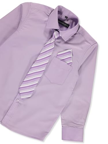 Kids World Boys' Dress Shirt & Tie (Patterns May Vary) - Lavender, 162
