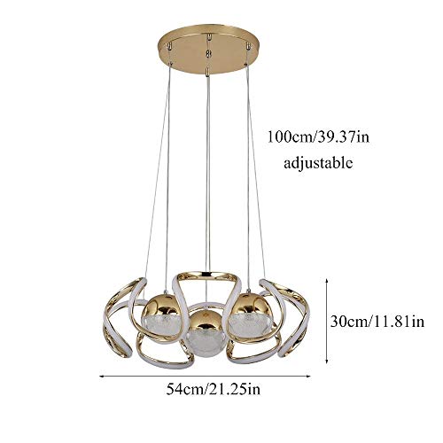 Chandelier LED 3 branches dimmable en spirale de fer forgé pour salon moderne