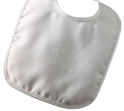 Boys Large Matte Satin Bib with Screened Cross