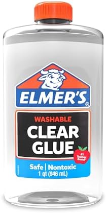 Clear Washable School & Craft Glue, Slime Glue (1 Quart, Clear)