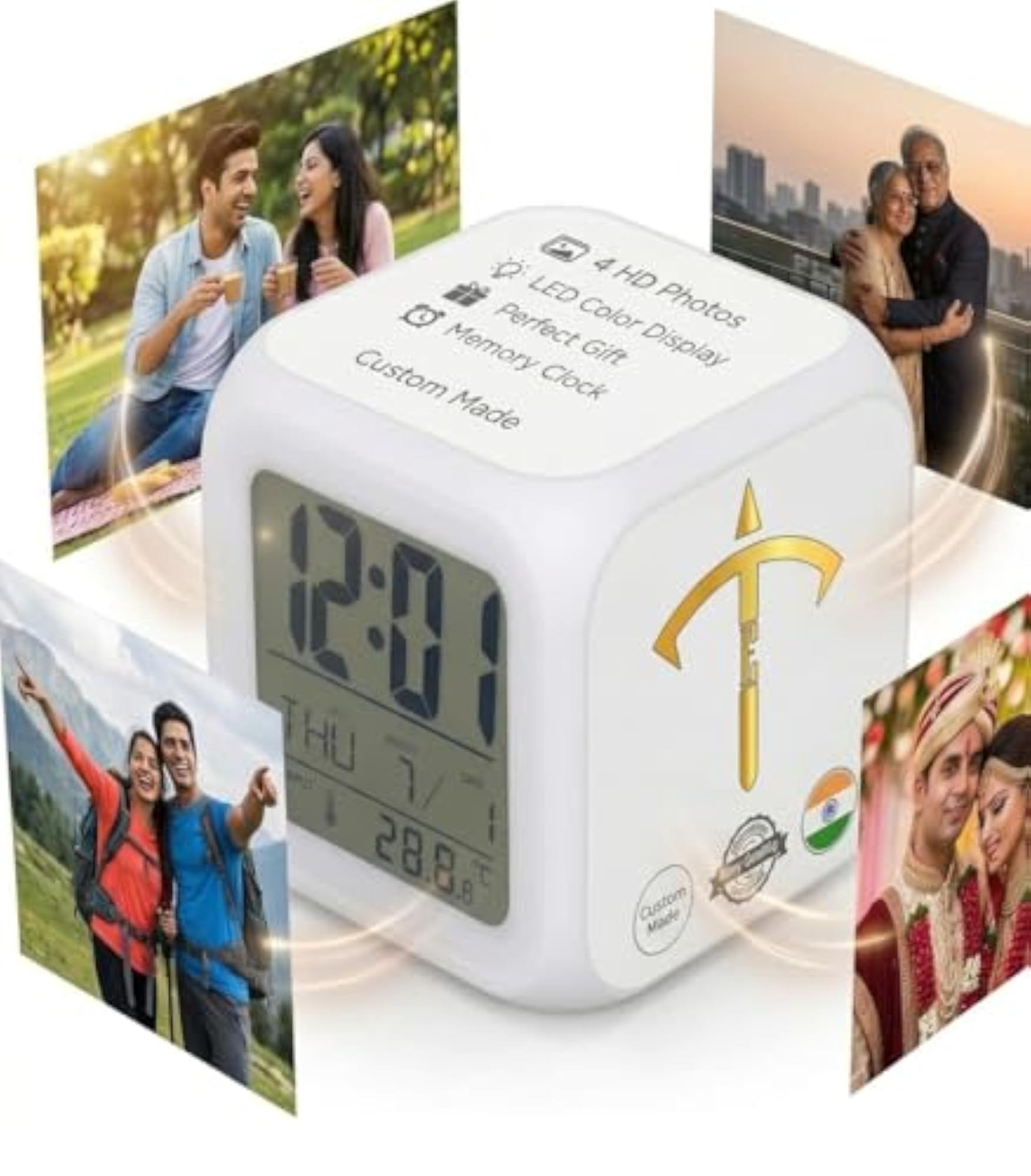 Customized Alarm Clock, Digital with 7 Color Changing LED