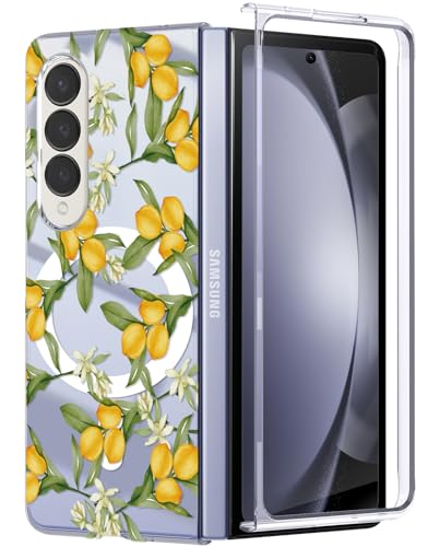 Galaxy Z Fold 4 5G �p �P�[�X ���^ �y�� ���� �}�O�l�b�g���� �}�O�Z�[�t�Ή� �J�o�[ �ϏՌ� �ČRMIL�K�i�擾 ���C�����X�[�d ���^ �_�� ���ϑϐ� ���C�z���X�}�z�P�[�X Lemons N421-zfold4-08