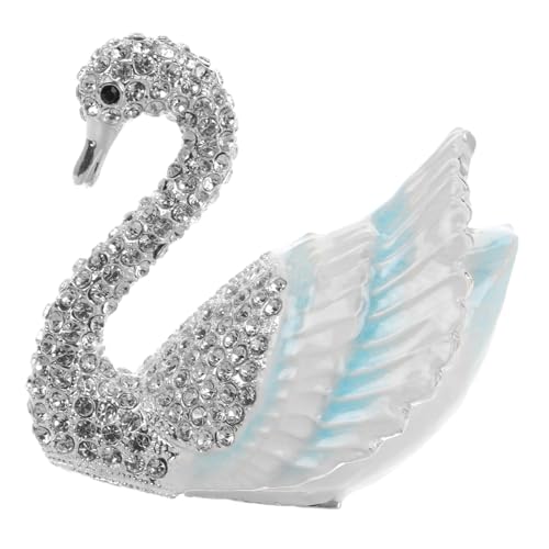 Boîte à bagues cygne bleu ciel pour décoration de table et coiffeuse