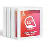 Cardinal 1.5 Inch 3 Ring Binder, D Ring, White, 4 Pack, Holds 375 Sheets (29400)
