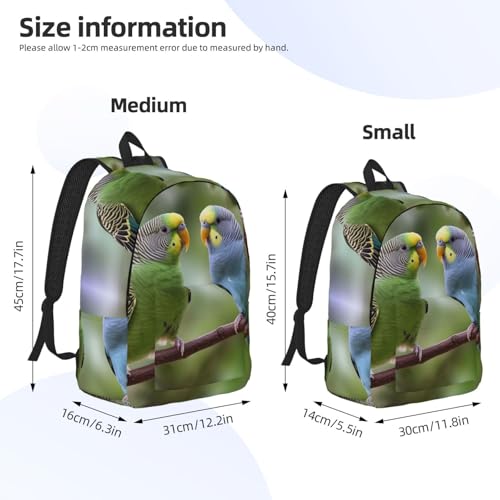 Canvas Backpack Blue and Green Parakeets Travel Laptop Backpack Casual Daypack Carry On Rucksack for Men Women Medium4