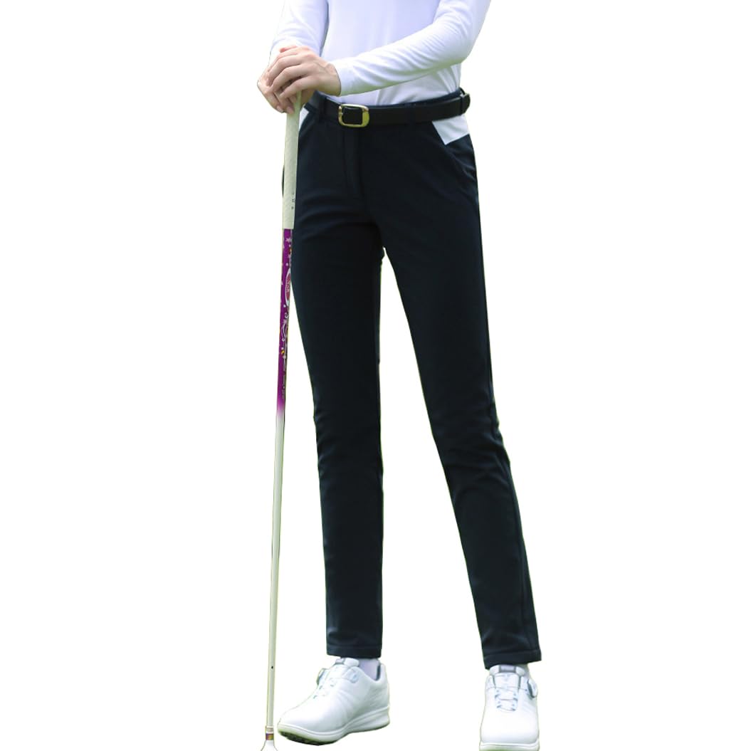 Damskie spodnie golfowe zimowe ocieplane polarem wodoodporne elastyczne wygodne spodnie robocze/dresowe.