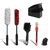 Tefola Juego de 6 Cepillos para Llantas y Rines de Auto, Cepillos para Detalles Limpieza de Coche, Limpieza Profunda de...