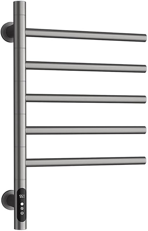 Swivel Towel Racks for Bathroom,Rotating Electric Towel Warmer Rack Wall Mounted, 5 Bars Towels Warmer with Timer and Temp Control,Stainless Steel Towels Drying Rack,White