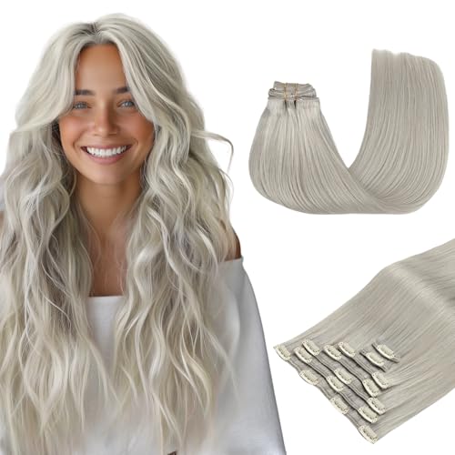 MAXITA Clip in Hair Extensions Real Human Hair, Remy Human