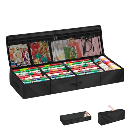 LAMUNI Geschenkpapier Organizer für Geschenkpapierrollen Wasserdicht Geschenkpapier Aufbewahrung für Weihnachtsgeschenkpapier Aufbewahrungstasche für Geschenkbänder Schleifen Anhänger, 90x30x12cm