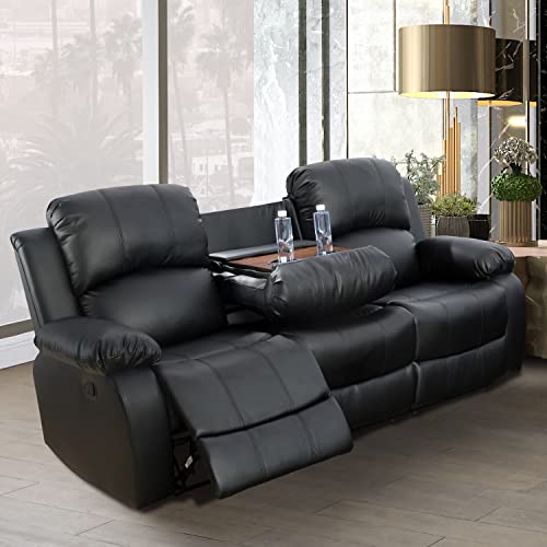 Beverly Fine Furniture Alpine Living Room Recliner Set Include Love Seat, Sofa, 2-Piece, Black #TOP2