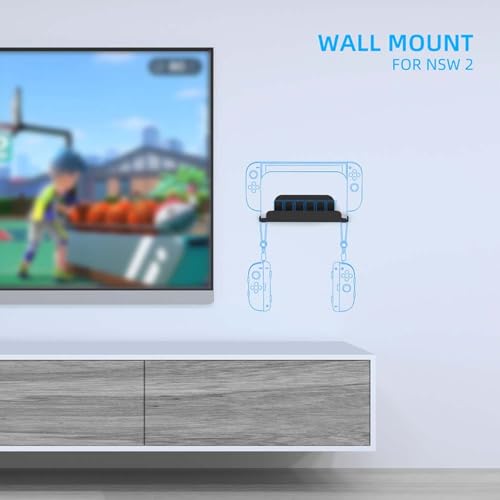 Gettimore Soporte de montaje en pared para consola de juegos para Switch 2 NS2 Estante de almacenamiento de metal Ahorro de espacio (negro) - imagen 4