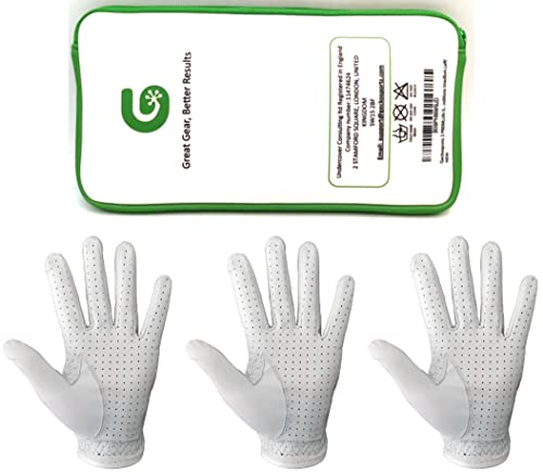Geckosportz 3 X Premium Cabretta Leather Golf Gloves Match Day Pro Tour Level (Match, L, Left) #TOP1