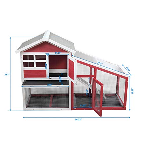image for JAXPETY Outdoor Rabbit Hutch Bunny Cage w/Run, Wooden Chicken Coop Hen