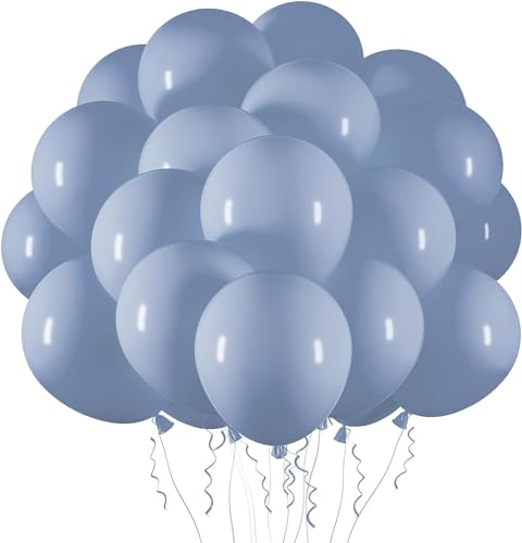 Image of 50 Pcs Retro Balloons Made of Strong Rubber (Dusty Blue)