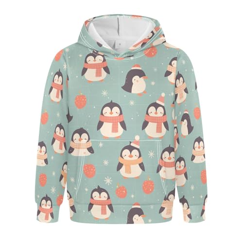 Cute Penguin Babies Pattern Unisex Kids Sweatshirt Fashion Hoodies Kangaroo Pocket