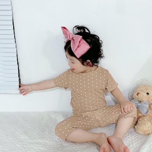 Toddler Baby Girls Soft Cotton 𝐏a𝐣amas Set Kids Ribbed 𝐋oun𝐠ewear Short Sleeve Ruffle 𝐒lee𝐩wear & Long Pants4