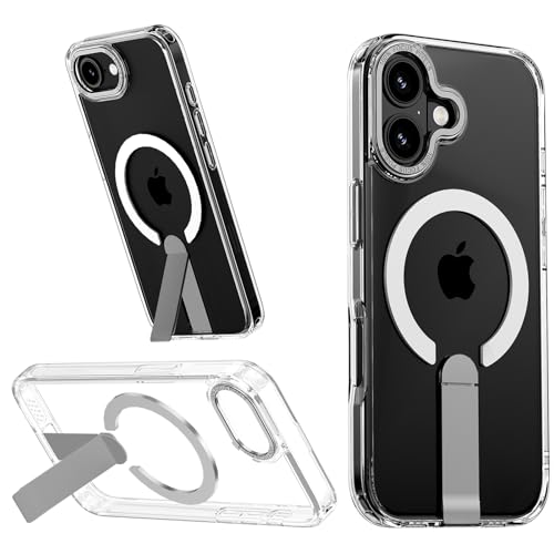 【DIFAYA】対応 iPhone17 ケース クリア マグネット搭載 『米軍MIL規格・Magsafe対応』マグセーフ対応 iPhone17 カバー 隠れスタンド 黄ばみなし ワイヤレス充電 耐衝撃 高質 アイフォン17 透明ケース 6.3 インチ