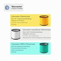 Vacmaster 951316 Offizieller Universal HEPA H13 Kartuschenfilter für 15–60 l Nass- und Trockensauger und Staubabsauger, grün, nur für trockene Verwendung – Ansicht 5