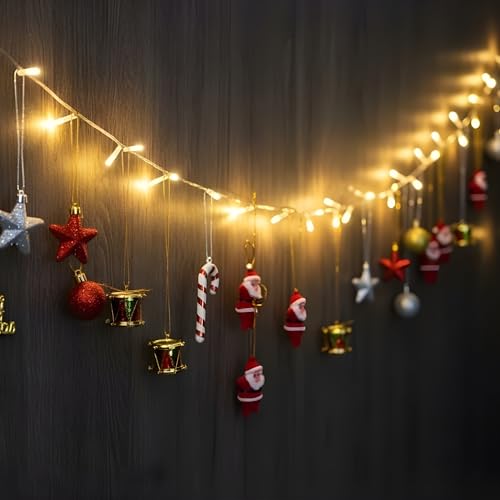 Image of Crackles Christmas Decoration Gift Set (34 Pcs) | Complete Mix Ornament Combo with Balls, Gifts, Pine Cones & Santa | Festive Xmas Tree Decoration Kit for Home, Office & Party