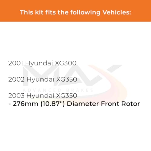Image of Max Advanced Brakes Front & Rear Brake Kit Compatible With 2001 Hyundai XG300 2002 2003 XG350 w / 10.87 inch Dia Fr Rotor Replacement Premium OE Disc Brake Rotors and Ceramic Brake Pads