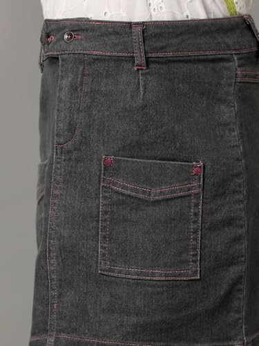Image of Under Fourteen Girls Denim Hot Skirt | Skirt for Girls | Woven | 6-7 Yrs(Grey)