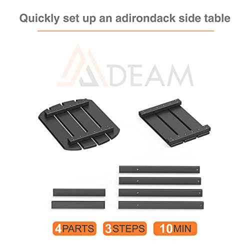 Mdeam 18\" Adirondack Outdoor Side Table,Double HDPE Patio Table Weather Resistant &Easy Assembly for Indoor,Porch,Pool(Black) - Thumbnail 5