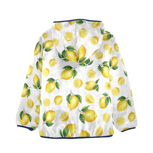 CHIFIGNO Lemons Green Leaves White Kids Zip up Hoodie Lightweight Soft Fleece Jacket 3T2