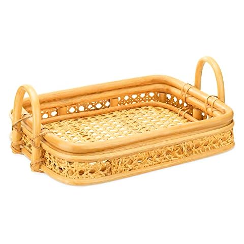 Navaris Rattan Tray for Serving Drinks Cover