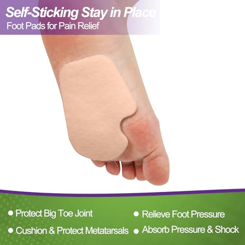 Image of Cutecrop 20 Pcs Sesamoiditis Pads, 1 /4 inch Thick Dancers Pads for Ball of Feet Pain Thick Adhesive Skived Felt Callus Sesamoiditis Relief Forefoot Cushion Pad Ball of Feet Pain(Brown,Left)