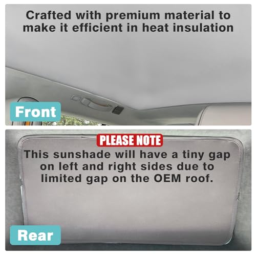 Image of BestEvMod Foldable Roof Sunshade Compatible with 2022-2026 Rivian R1S Accessories Upgraded Heat Reflective Tech Accessories Sunroof Reflective Sun Shade(Front+Rear Grey)