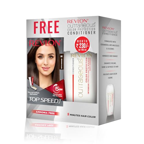 Image of REVLON Top Speed Hair Color For Woman - Brownish Black 68 (with Outrageous Conditioner 190 ml), (3S10978E16463668)