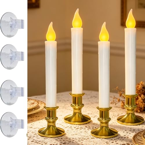 Image of 4PK 7.75 inch Battery Operated LED Window Candles with 6-18H ON /Off Timer