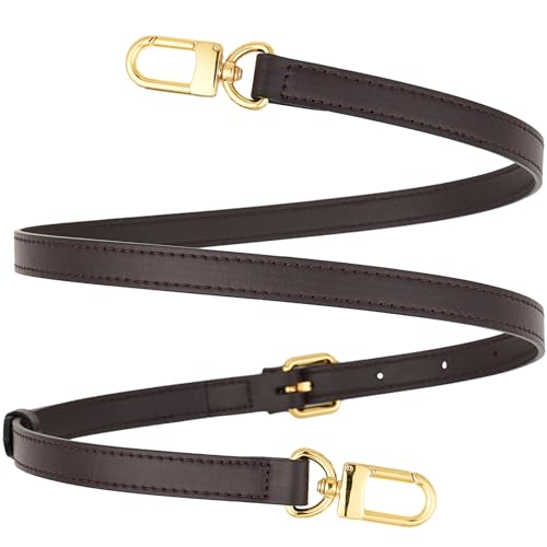 YAZHIMI Vachetta Leather Adjustable Crossbody Strap women crossbody leather purse strap (Coffee-width:0.59 inches(1.5cm))