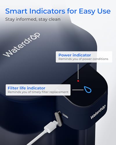 Image of Waterdrop ED61B Rechargeable Water Filter Dispenser, 15-Cup, Blue | 200-Gallon Water Pitcher, Instant Countertop System, 10X Filtration Efficiency, Reduces 98% Chlorine and 20+ Contaminants
