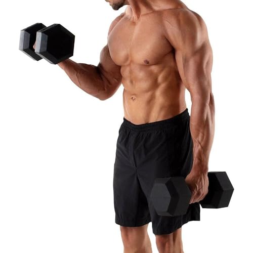Image of TECHNIX Hexa Rubber Dumbbells Set for Men & Women Professional Exercise Dumbbells (20Kg)