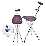 SGSG Älterer Gehstock Faltbare Stativstangen Multifunktionale versenkbare Dreieck-Hocker-Krücken mit Taschenlampe