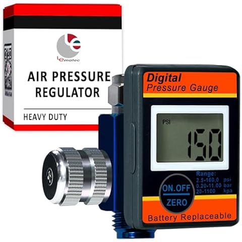 LE LEMATEC Digital Air Pressure Regulator with LED Display Gauge, ¼ NPT Valve for Air Compressor, Tire Inflation, HVLP Spray Paint Gun, & Professional Air Tools, Compact & Heavy-Duty. DAR01B Cover