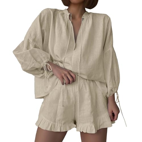 Vêtement d'été ample contre la chaleur short lin taille haute femme