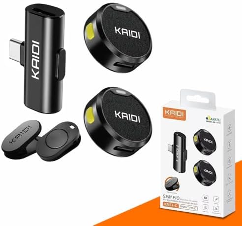 Microfone de Lapela Sem Fio Kit C/ 2 Un P/Celulares Com Conexão U...