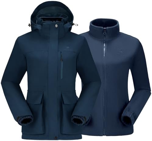 CAMEL CROWN Women's Ski Jacket 3 in 1 Winter Jacket Waterproof Jacket Windbreaker Snow Coat with Inner Warm Fleece Coat