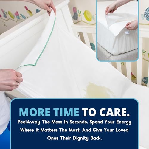 Peelaways Waterproof Disposable Bed Sheets – | As Seen On Shark Tank | 7-Layer Absorbent Wellness Sheets for Elderly, Homecare, Hospital Use and Travel - Cot (75" x 30" x 6") - Thumbnail 6