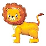 Ovanda Globo XXL de león, globos de dibujos animados, globos gigantes, de pie, animales del bosque, globos de cumpleaños, globos de cumpleaños infantiles, globos de helio, decoración de selva, globos