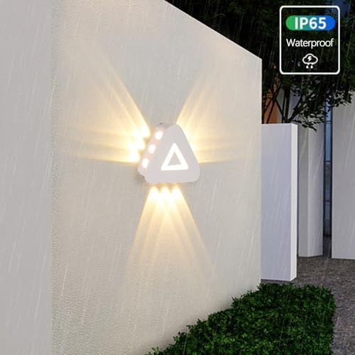 Aplique de pared exterior LED IP65 triangular blanco con luz neutra para terrazas 2