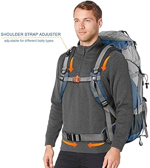 Loowoko 50L Hiking Backpack, Waterproof Camping Essentials Bag with Rain Cover, 45+5 Liter Lightweight Backpacking Back Pack