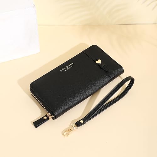 Image of JIUFENG Women Long RFID Blocking Wallet Large Capacity Zipper Wristlet Purse Card Holder Cellphone Bag Fashion Clutches